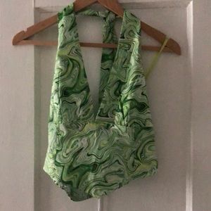 Green Swirly Halter Top